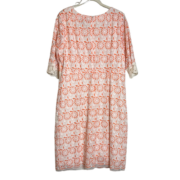 Chris McLaughlin Womens Dress Size 16 White Orange Floral Midi Lined Dressy - Picture 3 of 7
